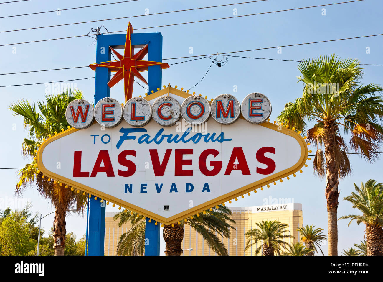 'Welcome to Fabulous Las Vegas' sign on Las Vegas Boulevard South. JMH5452 Stock Photo
