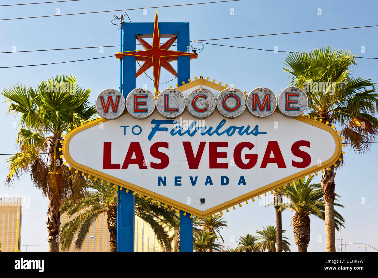 'Welcome to Fabulous Las Vegas' sign on Las Vegas Boulevard South. JMH5456 Stock Photo