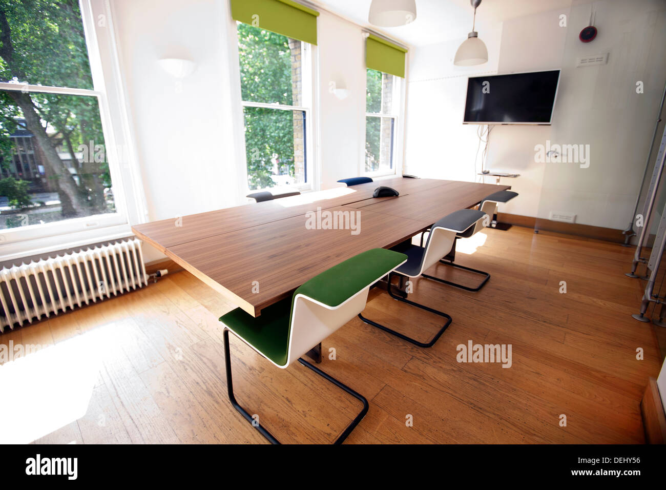Empty conference room with television Stock Photo