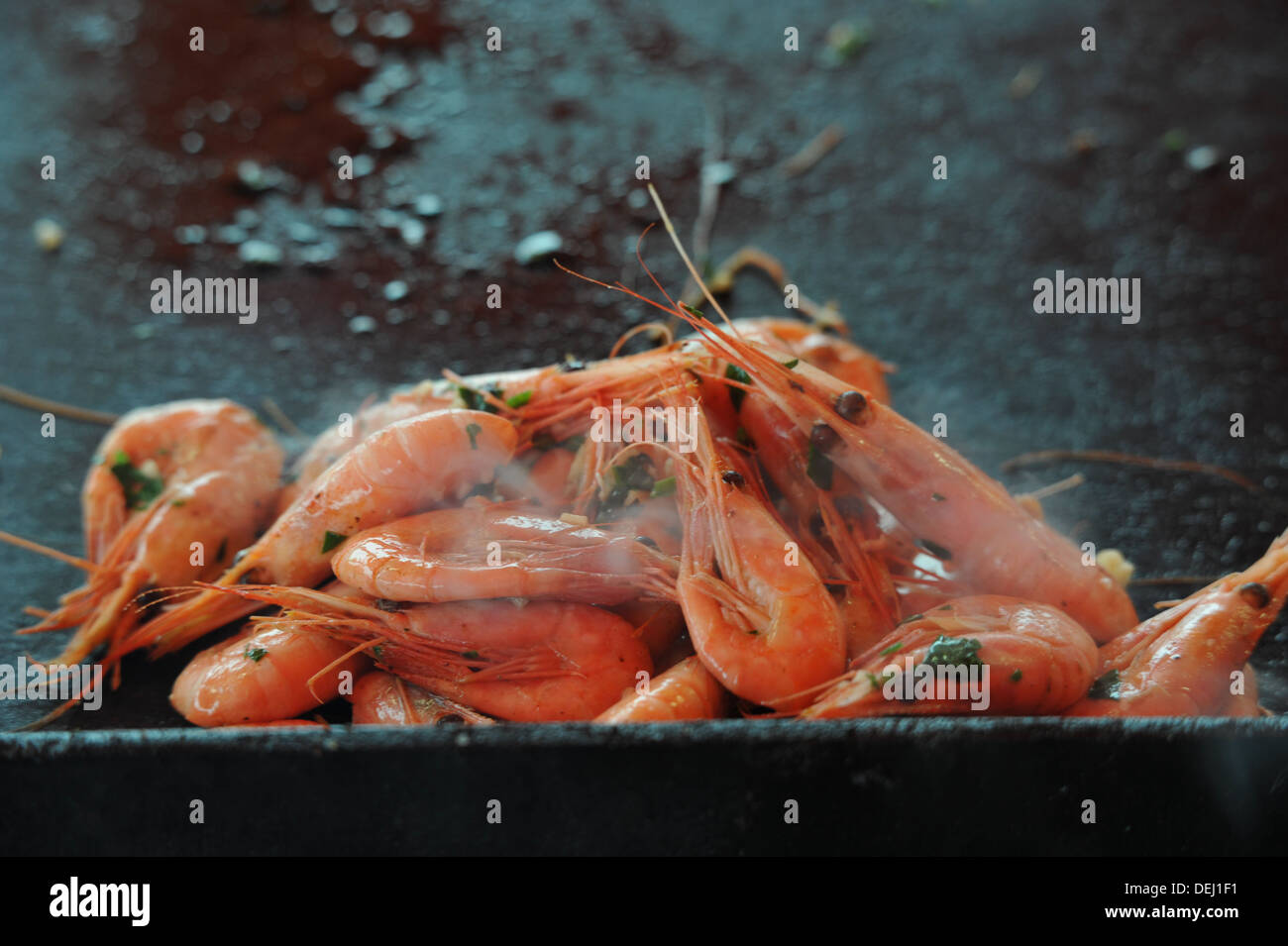 Fried Shrimps, Bergen, Norway. Stock Photo