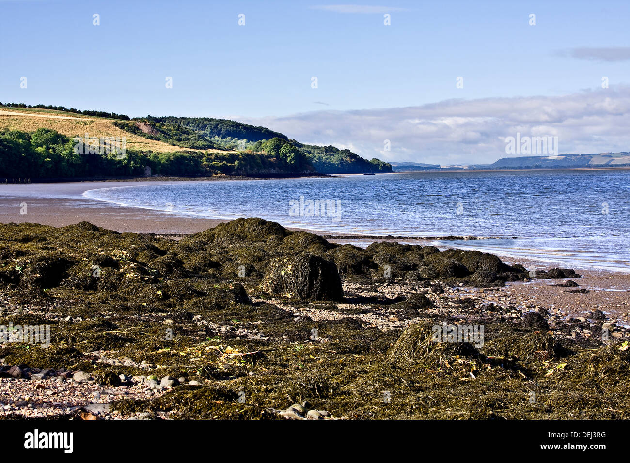 Landscape view of the River Tay and Beach from Wormit in Fife County. UK Stock Photo