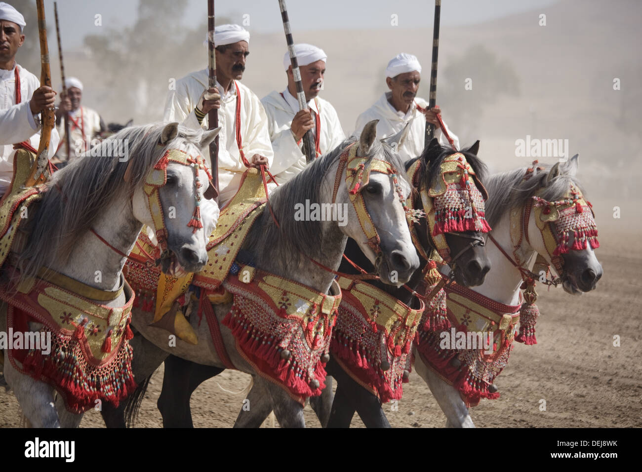 Fantasia riders at the Tissa horse festival near Fez, Morocco Stock Photo