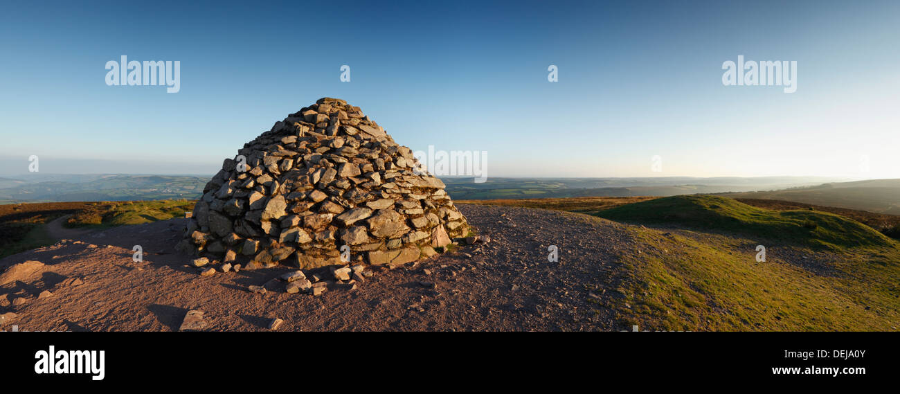 Cairn at the Summit of Dunkery Beacon. Exmoor National Park. Somerset. England. UK. Stock Photo