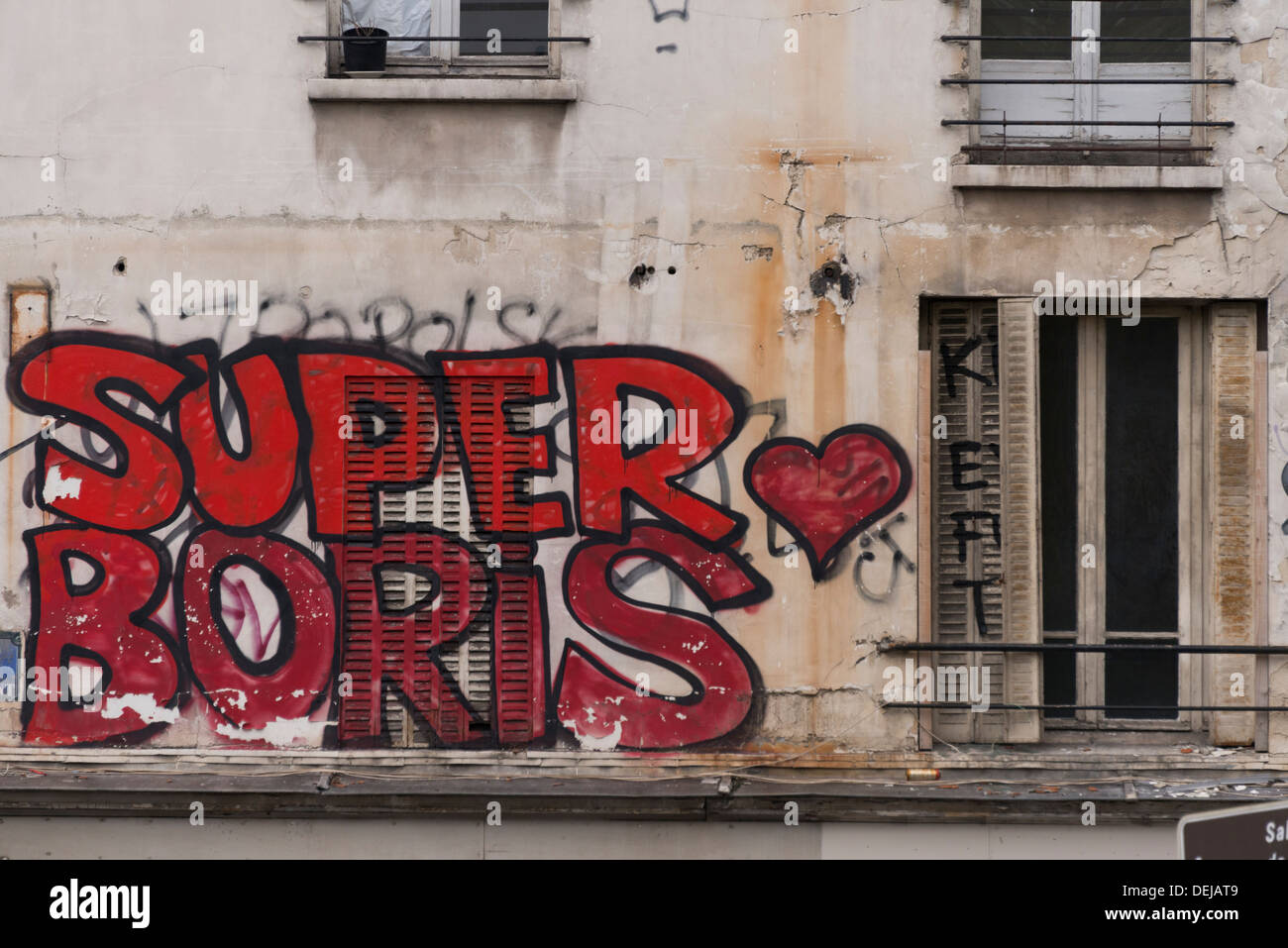 Graffiti on building in Paris, France Stock Photo