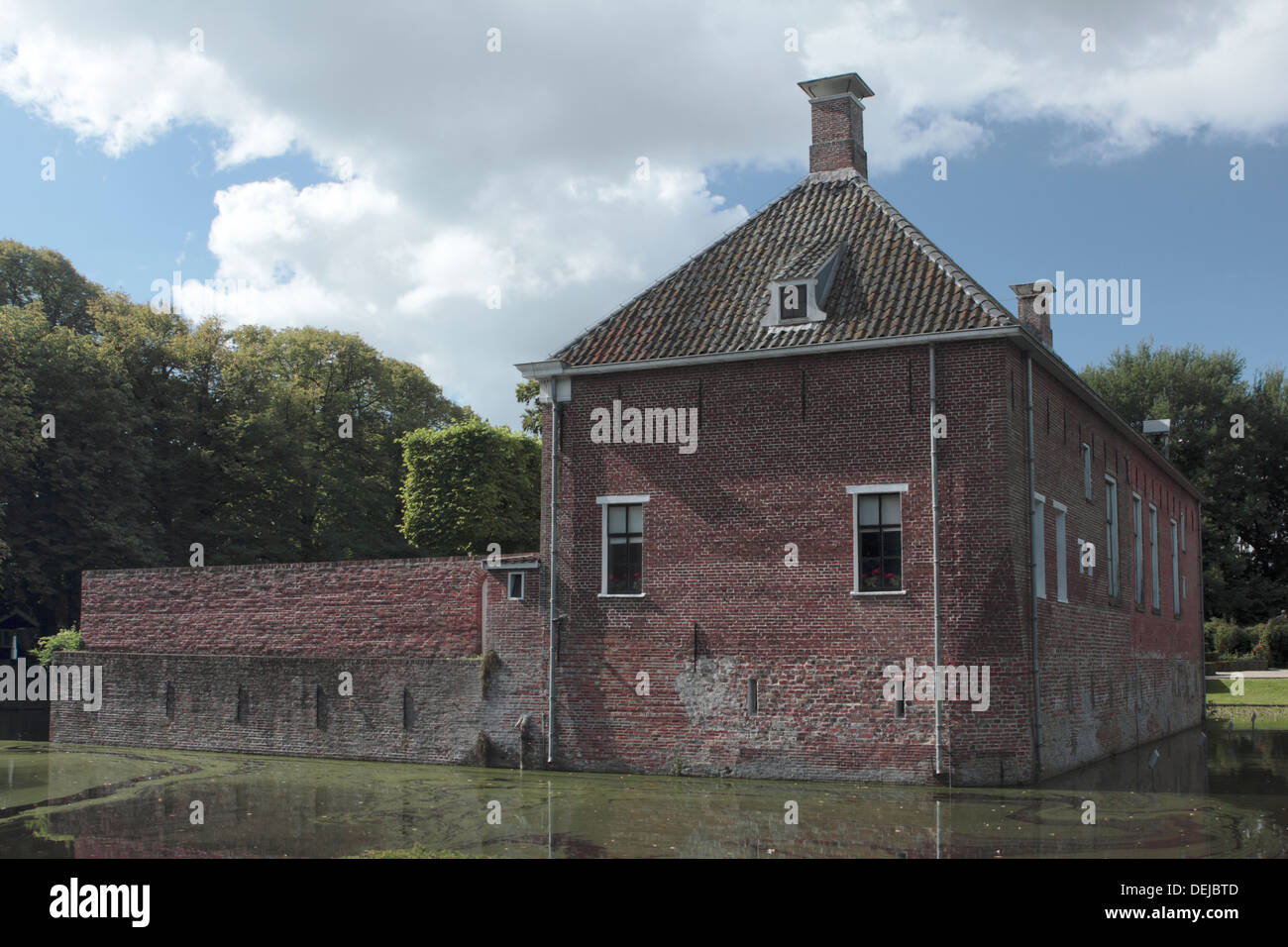 Verhildersum castle with moat, Netherlands Stock Photo