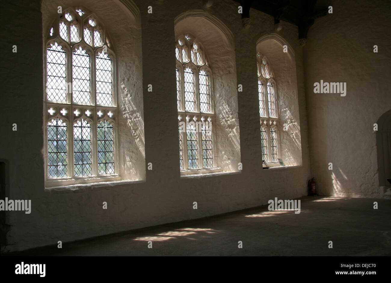 Refectory windows Cleve Abbey EH Washford Somerset England UK Stock Photo