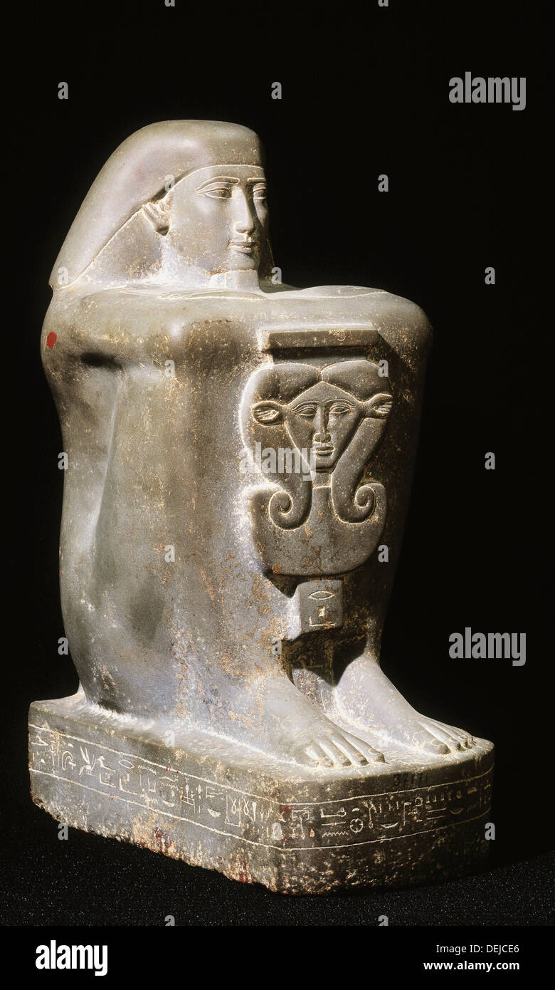 Block statue with face of Hathor. Egyptian Museum. Egypt Stock Photo Alamy