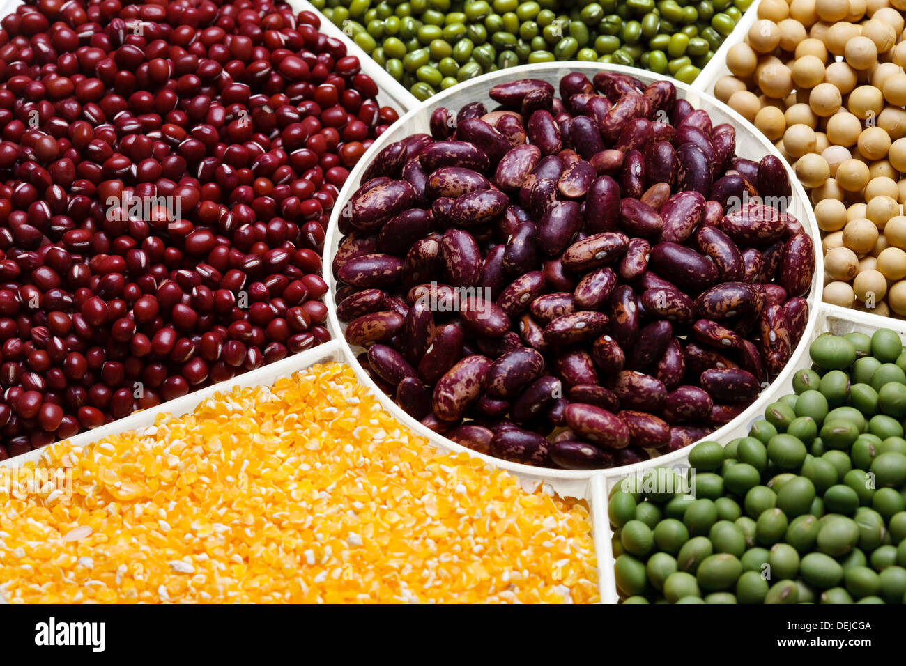 Kidney bean,soybean,mung bean,corn,red bean and green bean Stock Photo Alamy