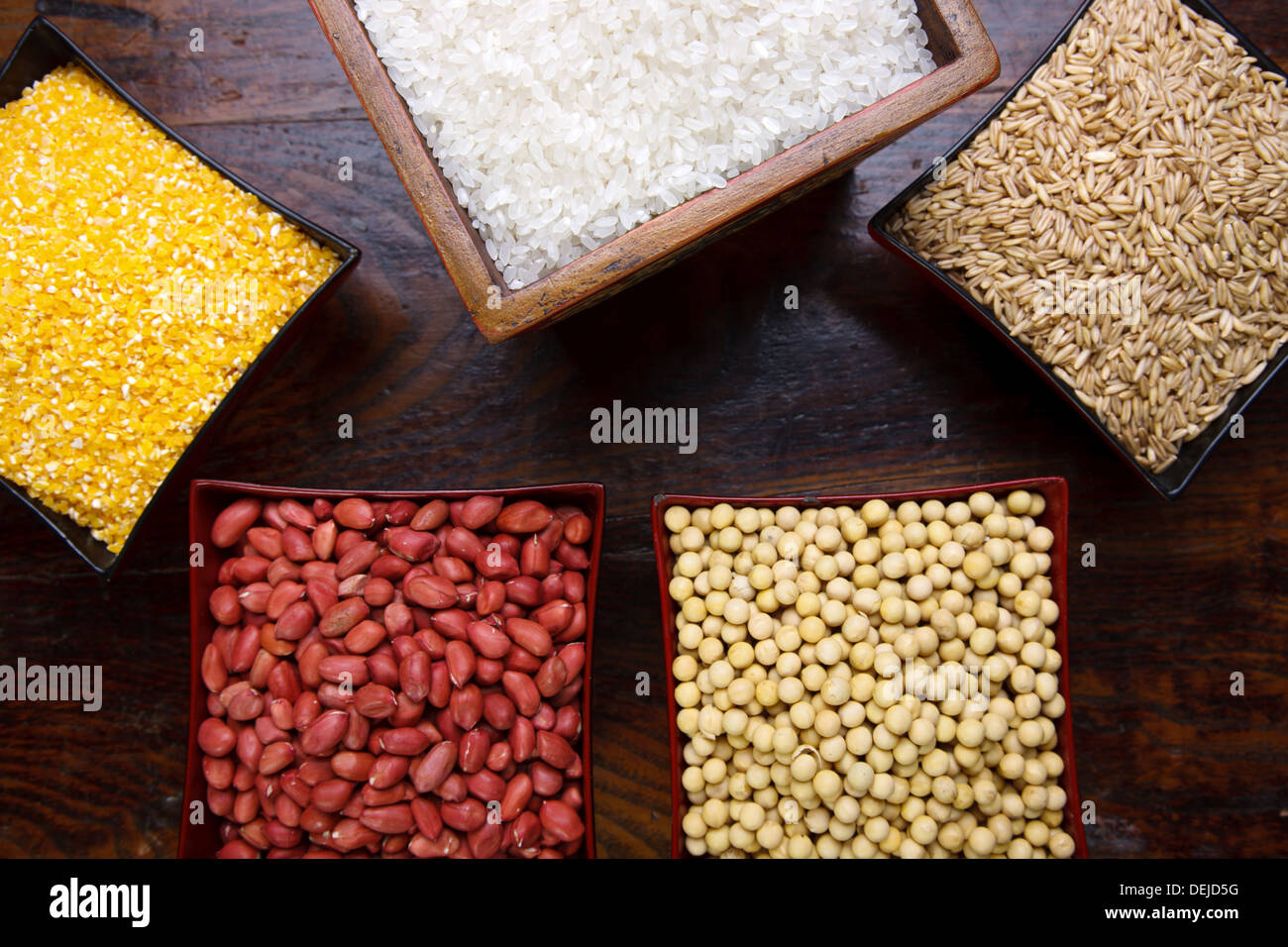 Corn,peanut,soybean,wheat and rice Stock Photo Alamy