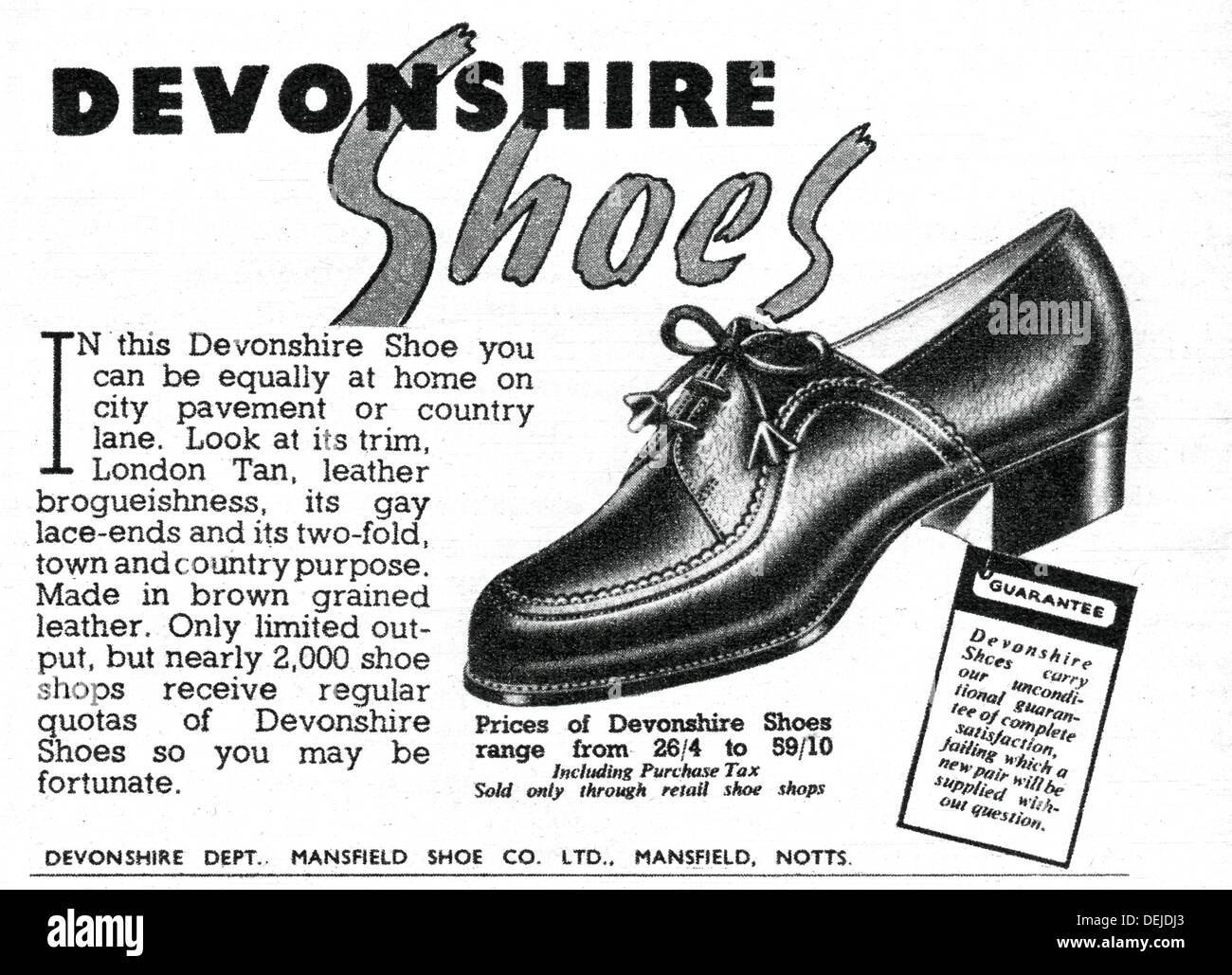 advert for men's shoes in 1947 Stock Photo