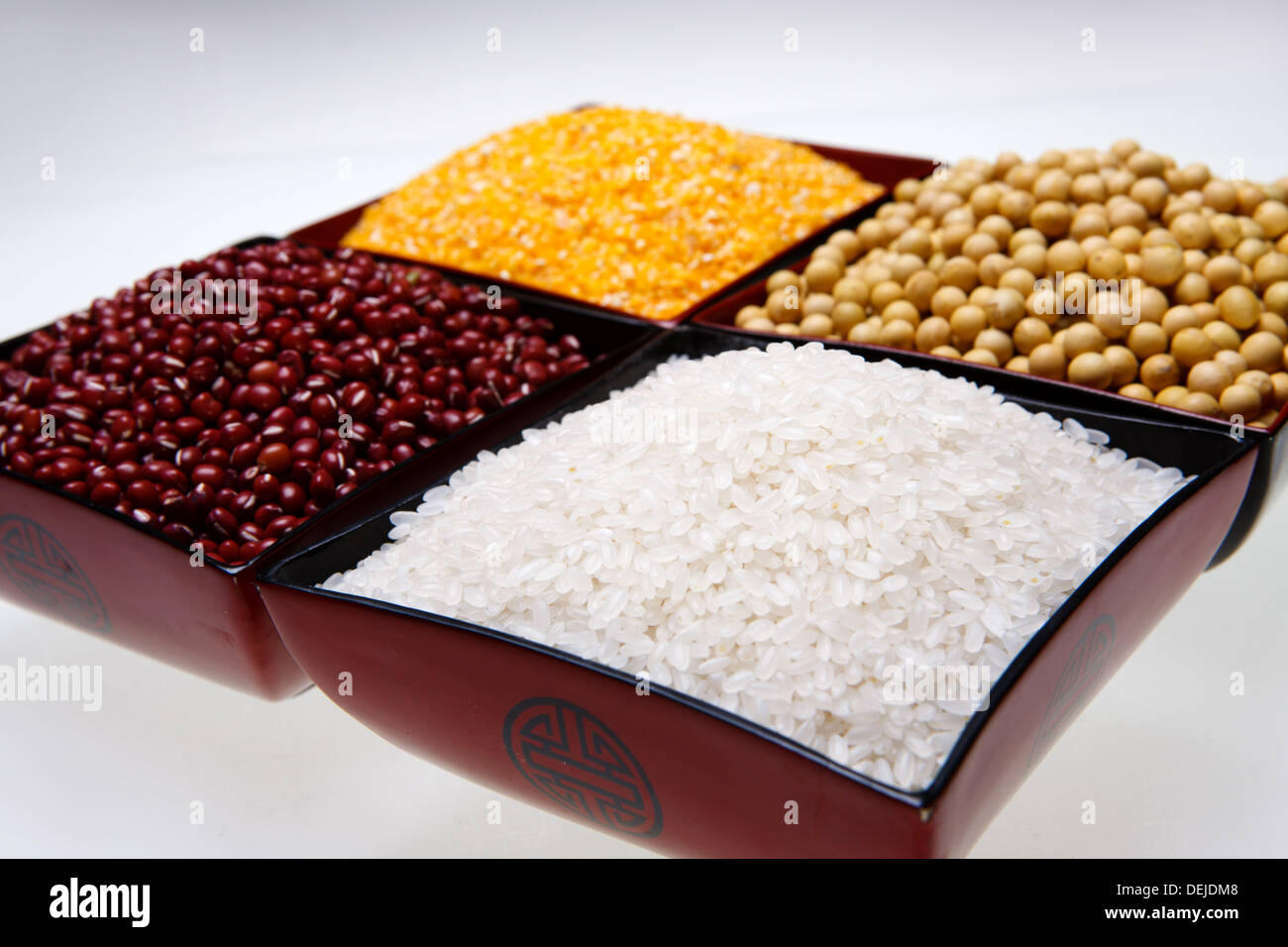 Corn,rice,red bean and soybean Stock Photo - Alamy