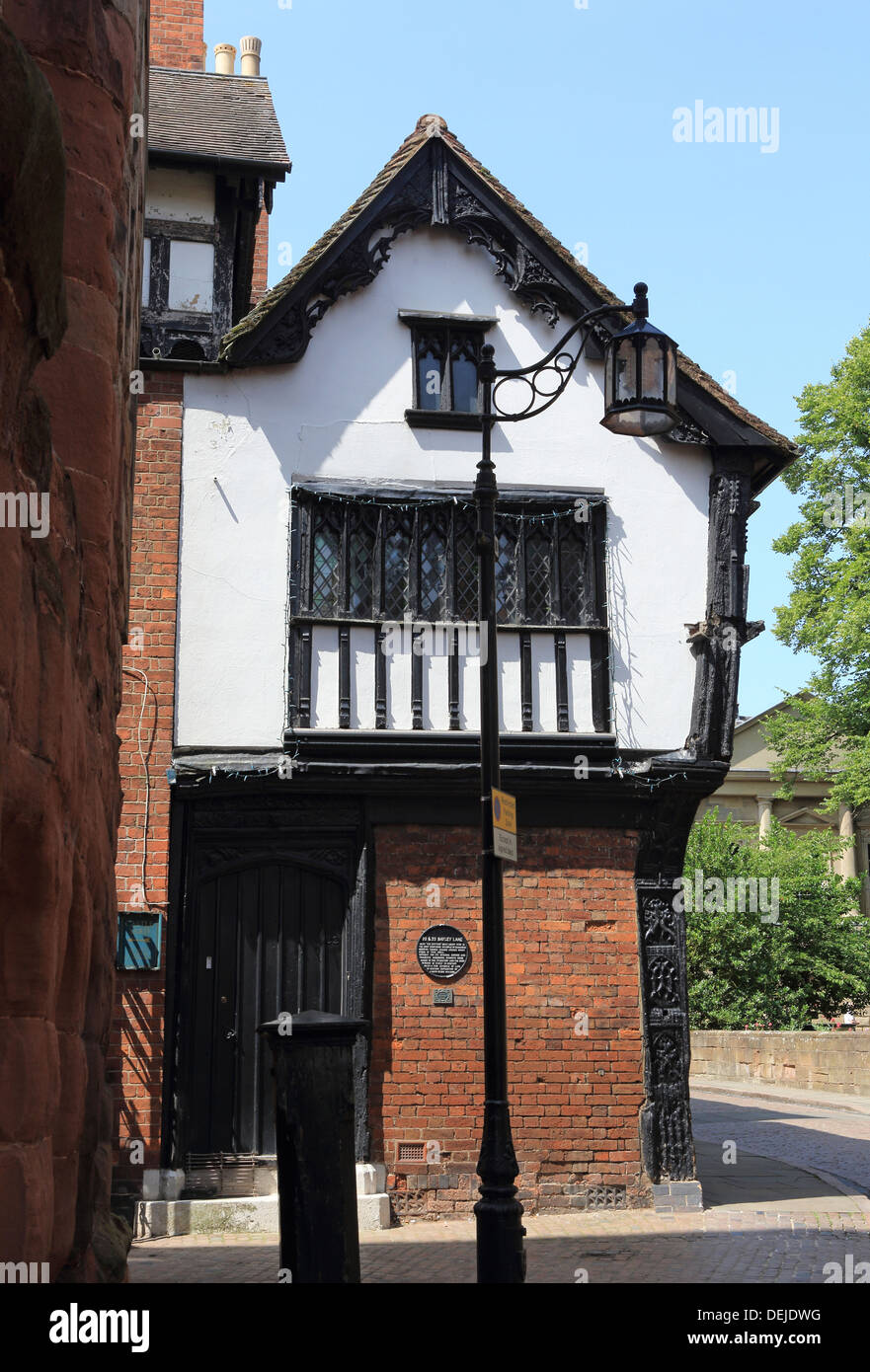 22 and 23 Bayley Lane, medieval timber framed houses, in Coventry, West Midlands, England, UK Stock Photo