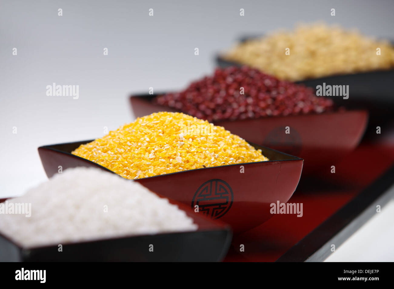Rice,corn,red bean and soybean Stock Photo - Alamy