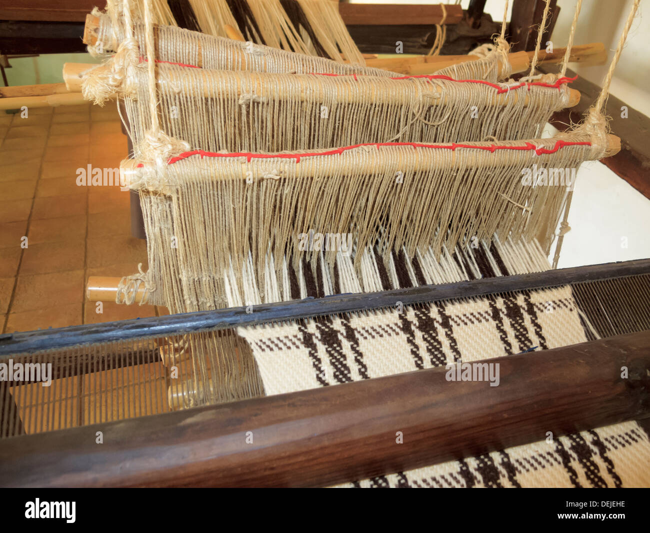 Craft Weaving Loom at La Alcogida (Eco museum) Tefia La Oliva Fuerteventura Canary Islands Spain Stock Photo