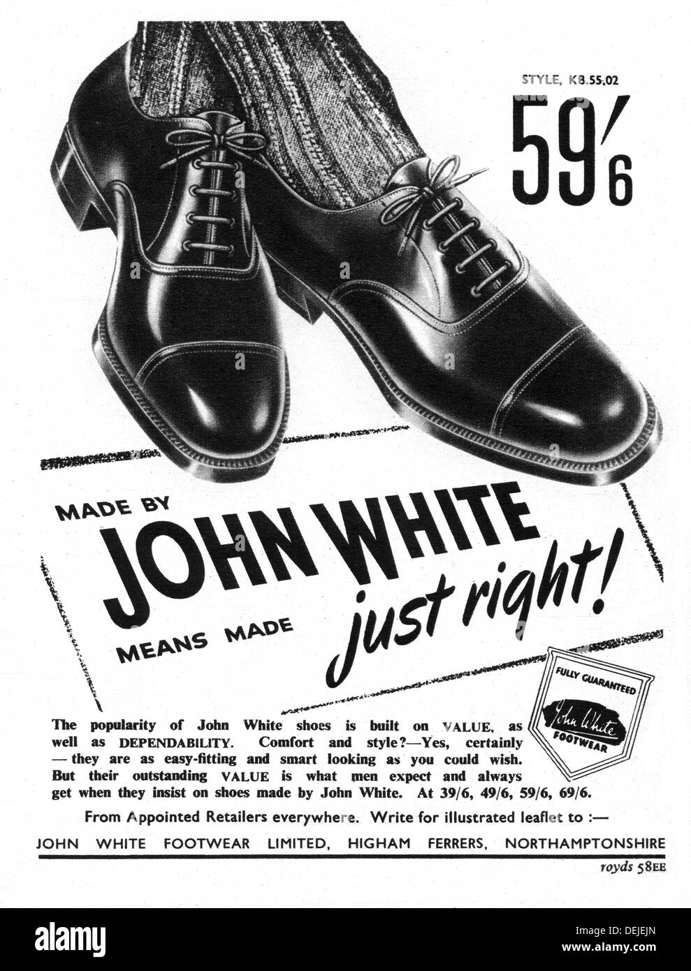 advert for mens shoes in 1952 Stock Photo