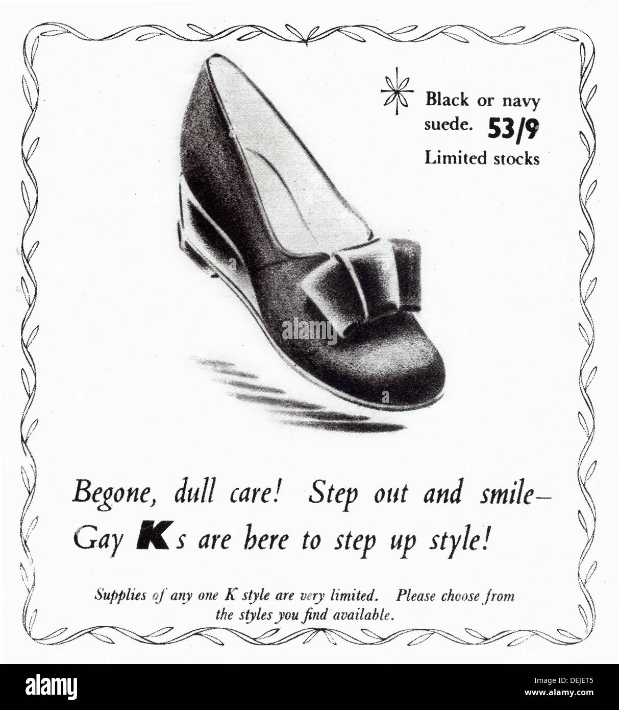 advert for womens shoes in 1946 Stock Photo