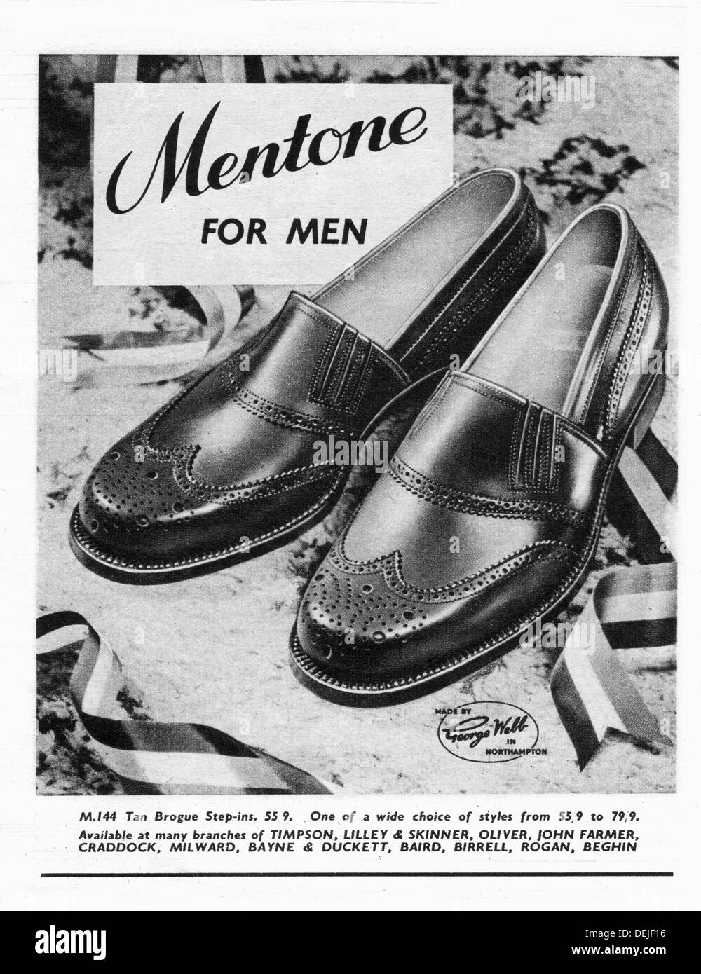 advert for mens shoes  in 1953 Stock Photo