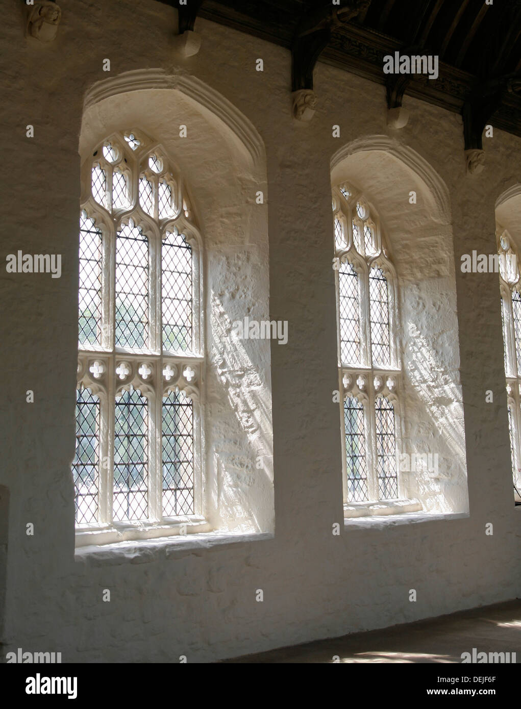 Refectory windows Cleve Abbey EH Washford Somerset England UK Stock Photo