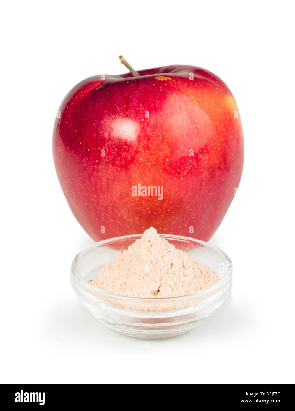 Apple and pectin powder. White isolated studio shot Stock Photo