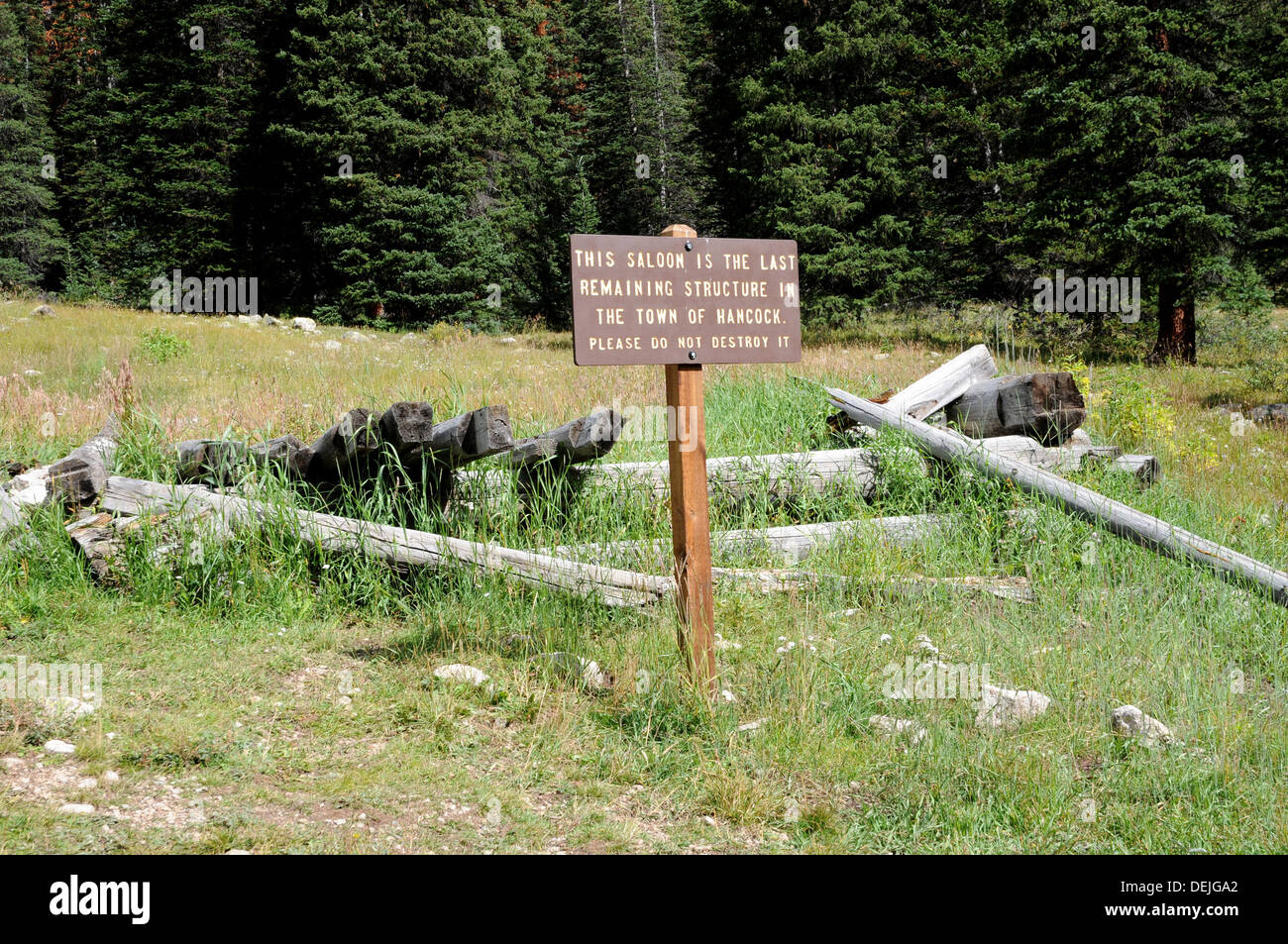 All that remains of Hancock, a mining and railroad town that flourished briefly between 1880 and 1910. Stock Photo