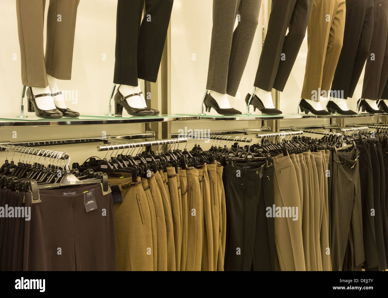 Women s clothing display in Marks Spencer store England UK Stock Photo Alamy