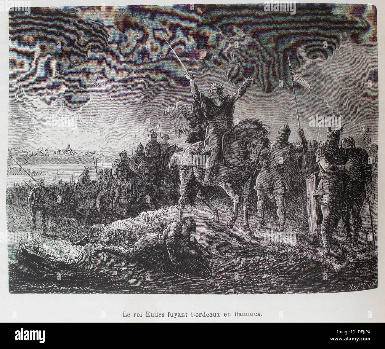 France History Le Roi Eudes Fuyant Bordeaux En Flammes Odo The Great Also Called Eudes Or Eudo Died C 735 Duke Of Stock Photo Alamy