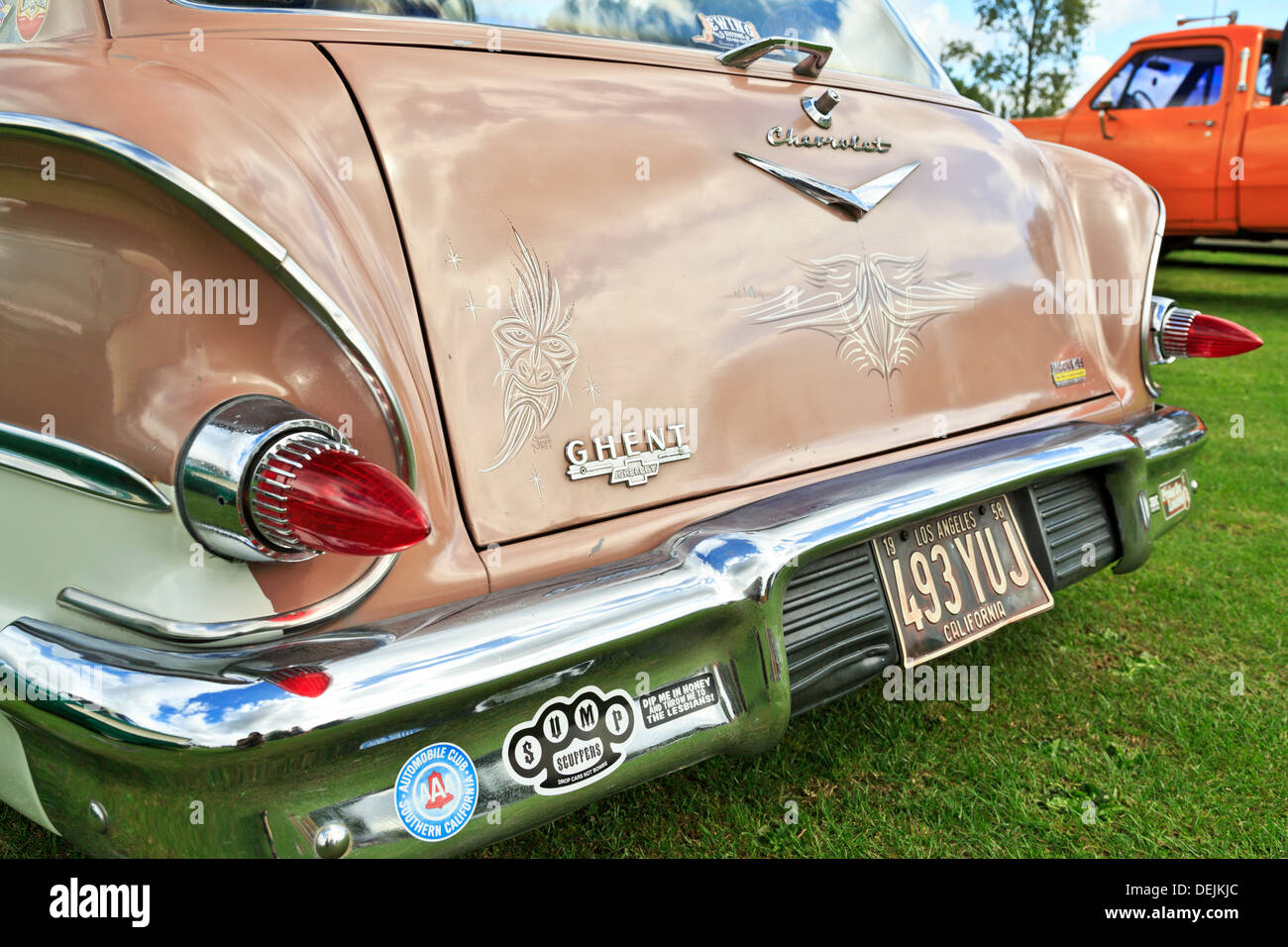 Rear body of Chevrolet GMC Ghent Greeley Auto Club International classic car show, Northampton England 18th August 2013 Stock Photo