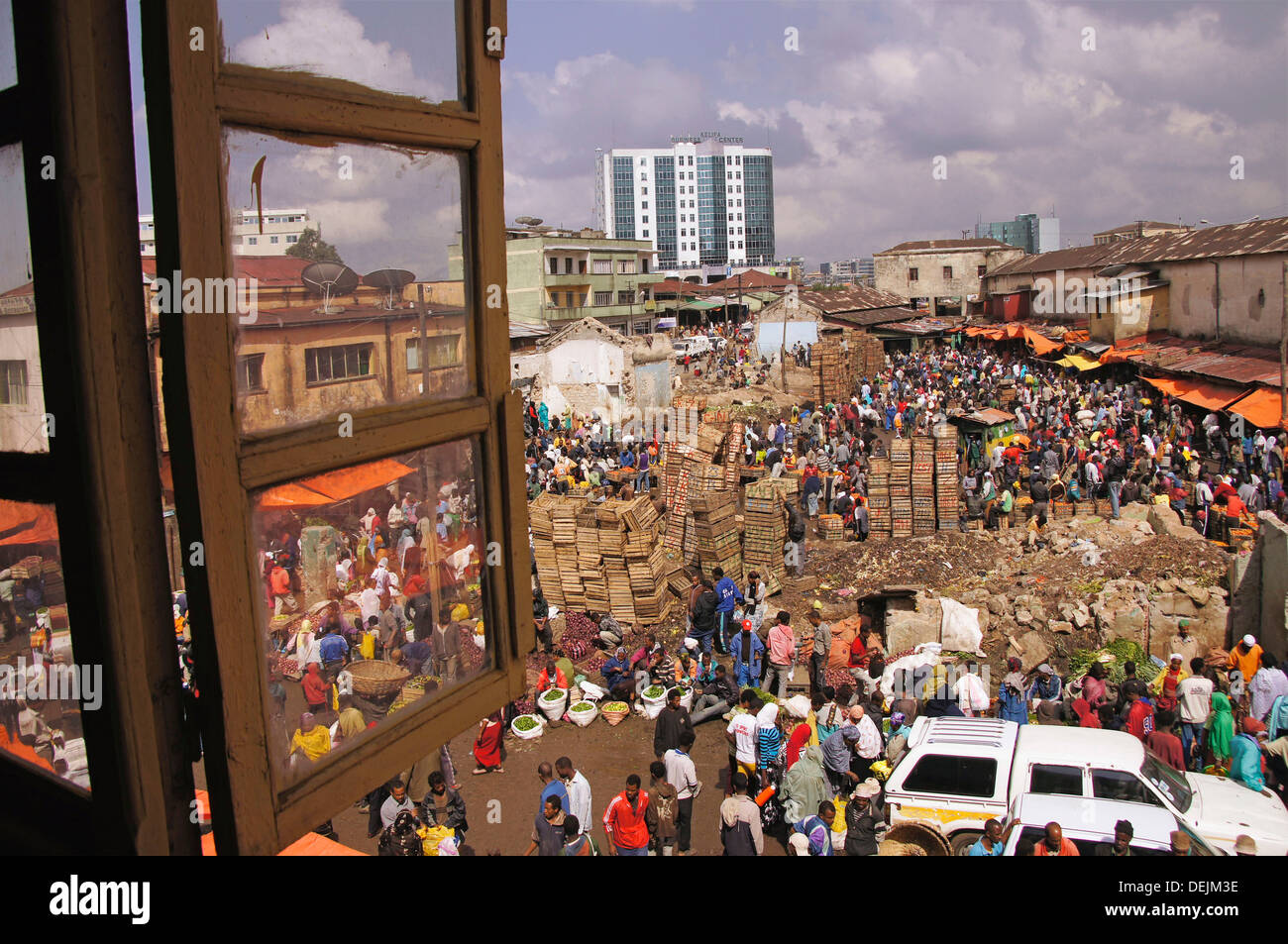 Fruits market by the Piazza area, at Addis Ababa, Ethiopia Stock Photo