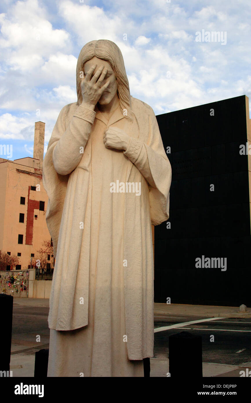 Weeping Jesus statue near the Oklahoma City bombing memorial Stock Photo Alamy