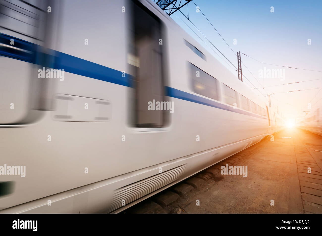 train stop at railway station Stock Photo Alamy