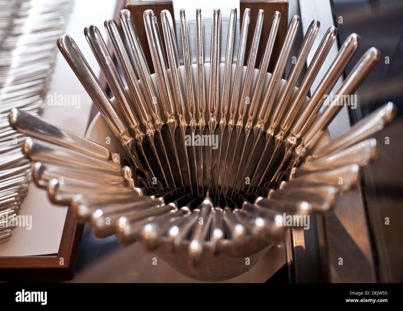 Cutlery on a buffet table Stock Photo Alamy