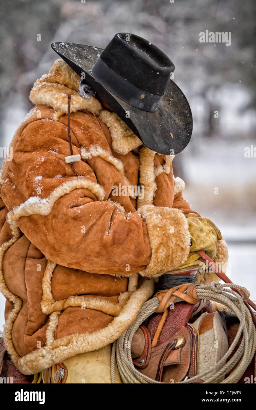 Cold sleeping cowboy on horse Stock Photo Alamy