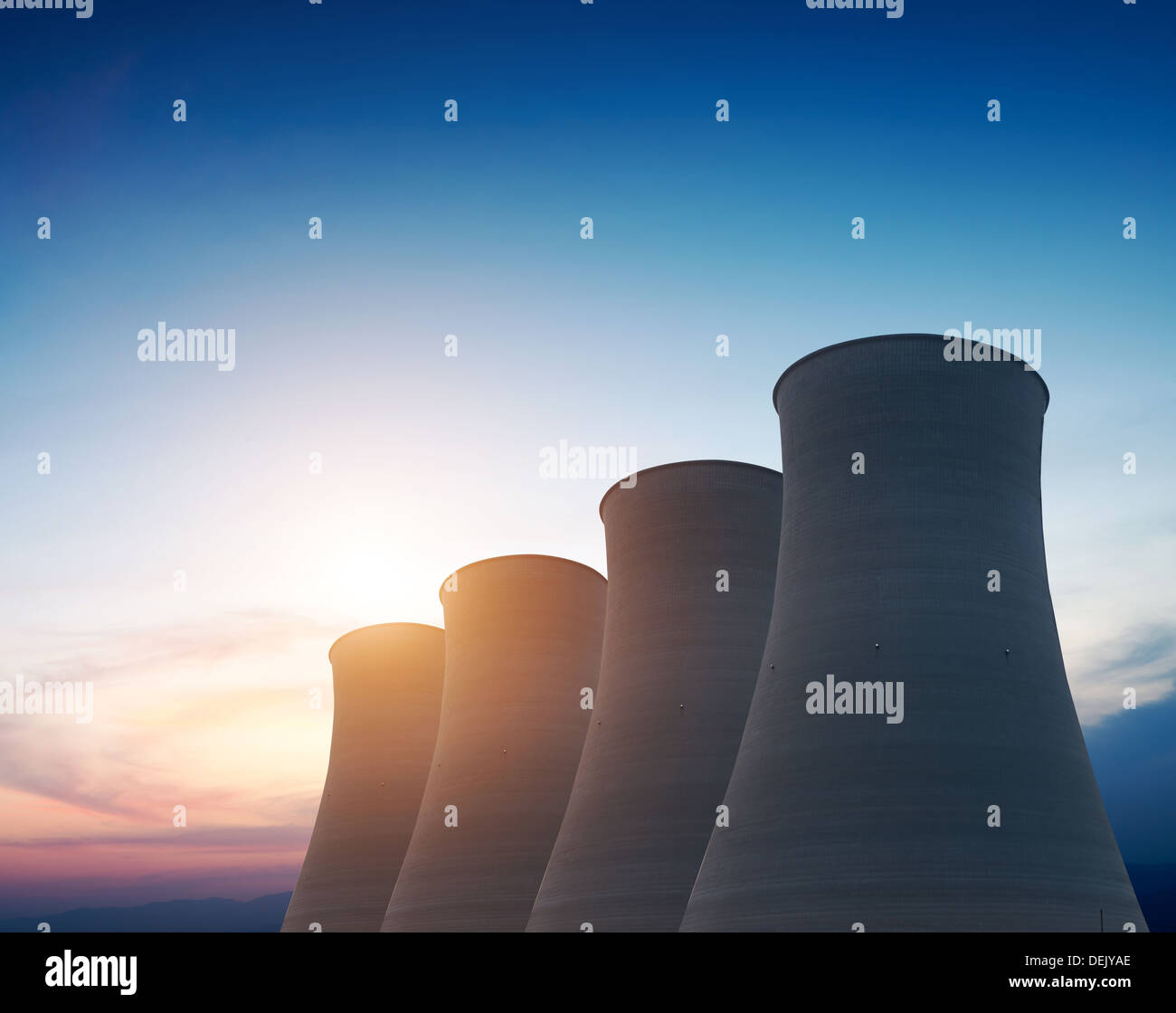 tops of cooling towers of atomic power plant Stock Photo - Alamy