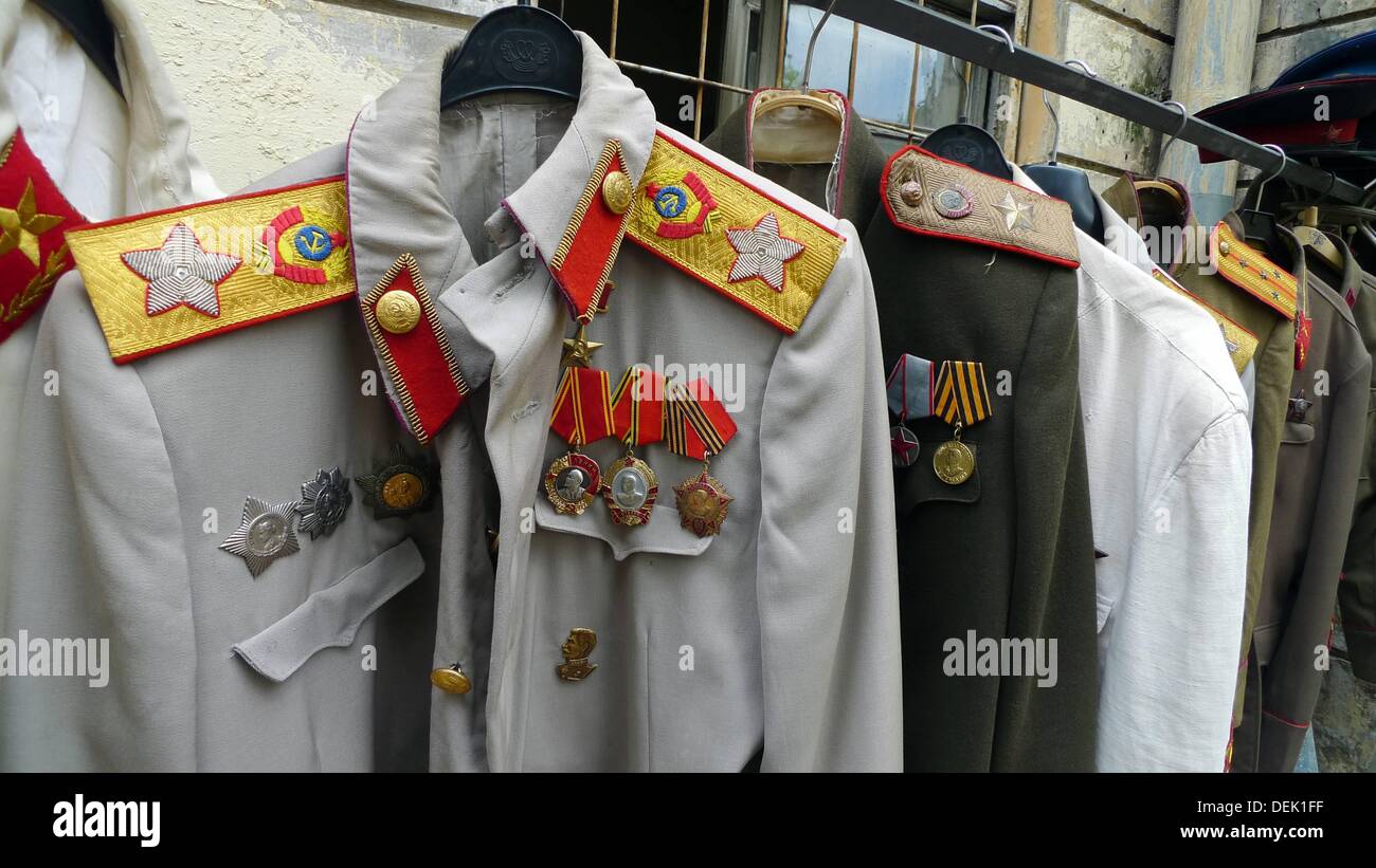 Old soviet uniforms for sale. Russian Federation Stock Photo - Alamy