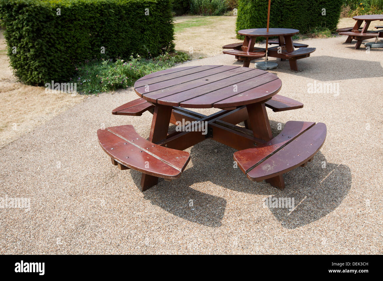 Wooden picnic tables hires stock photography and images Alamy