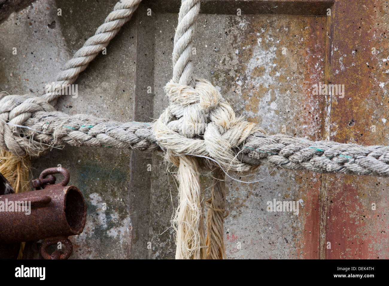 Tied knot rope, close up Stock Photo
