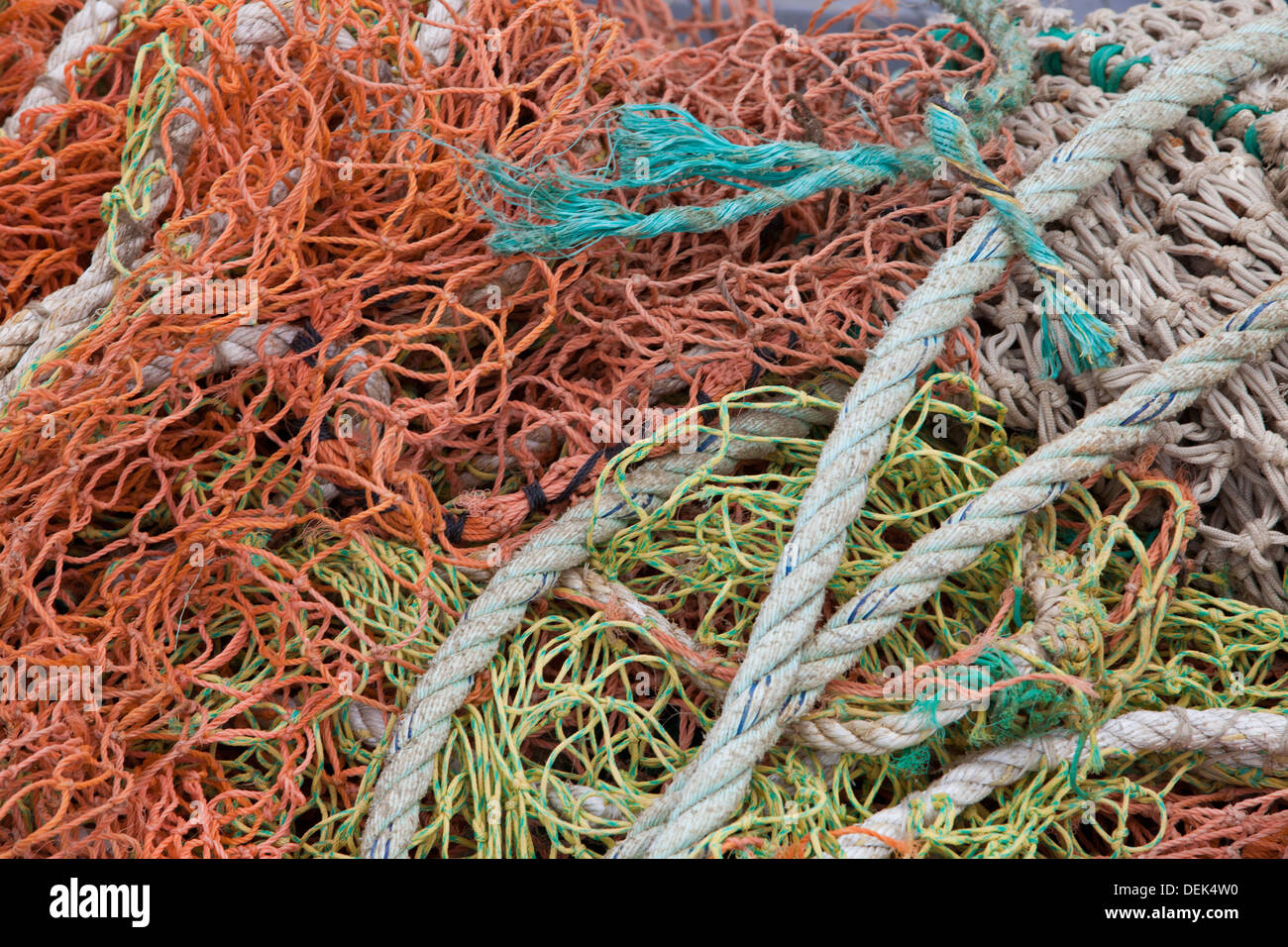 Tangled And Twisted Thin Rope Closeup Stock Photo - Download Image