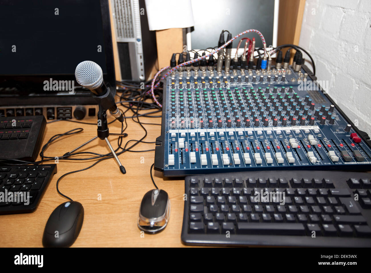 Sound mixing equipment television station Stock Photo