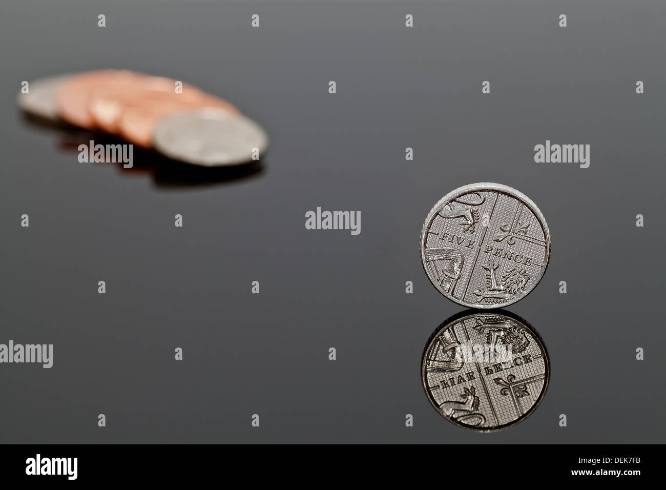 A Shiny Five Pence Coin - UK Penny Stock Photo - Alamy