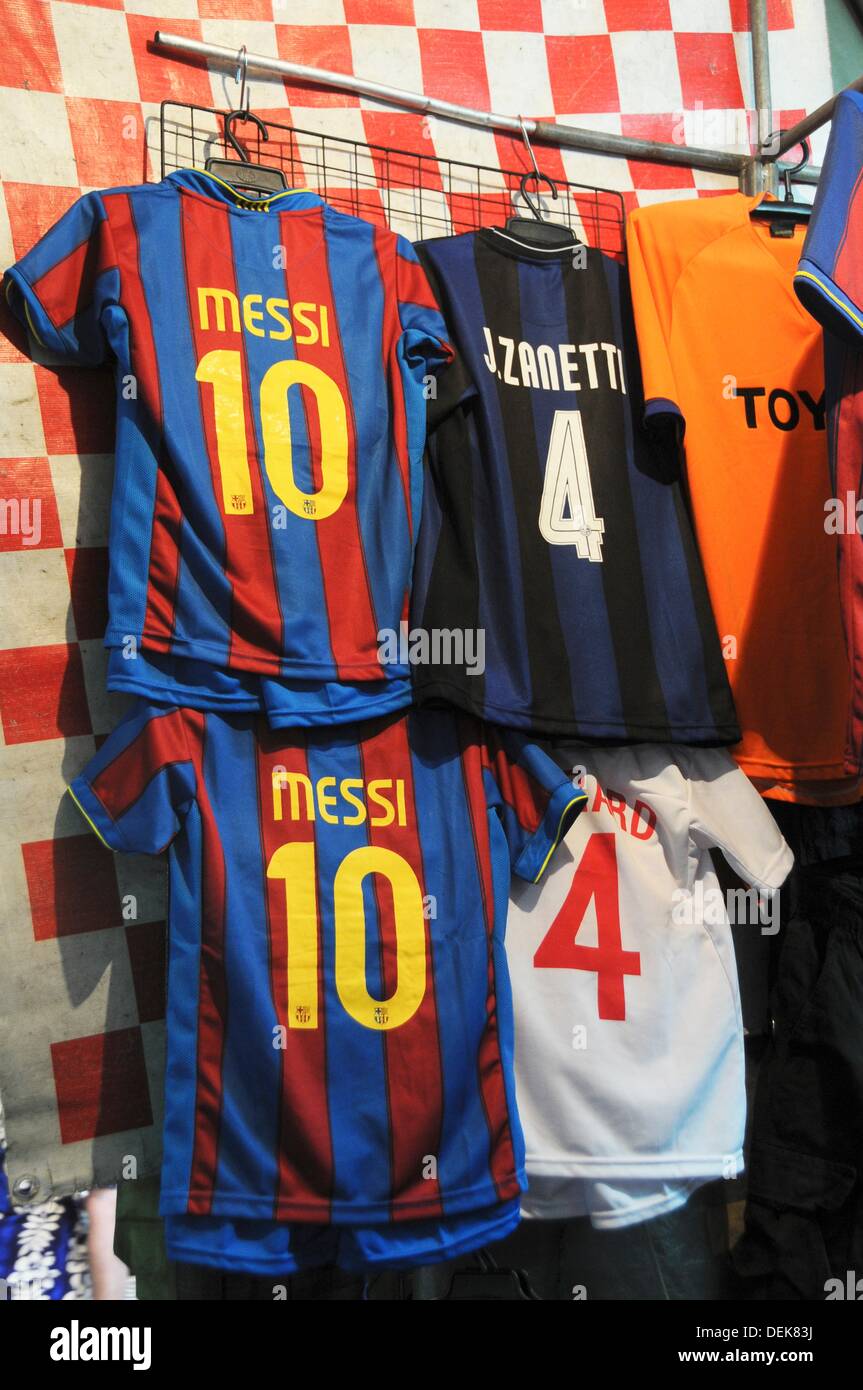 Fan shirts of FC Barcelona Lionel Messi in Thailand Stock Photo - Alamy