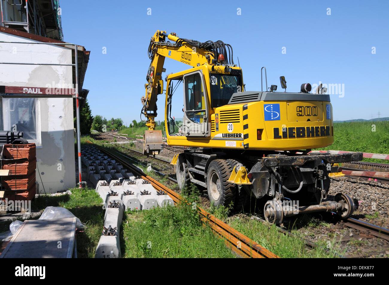 Rail excavator at work Stock Photo Alamy