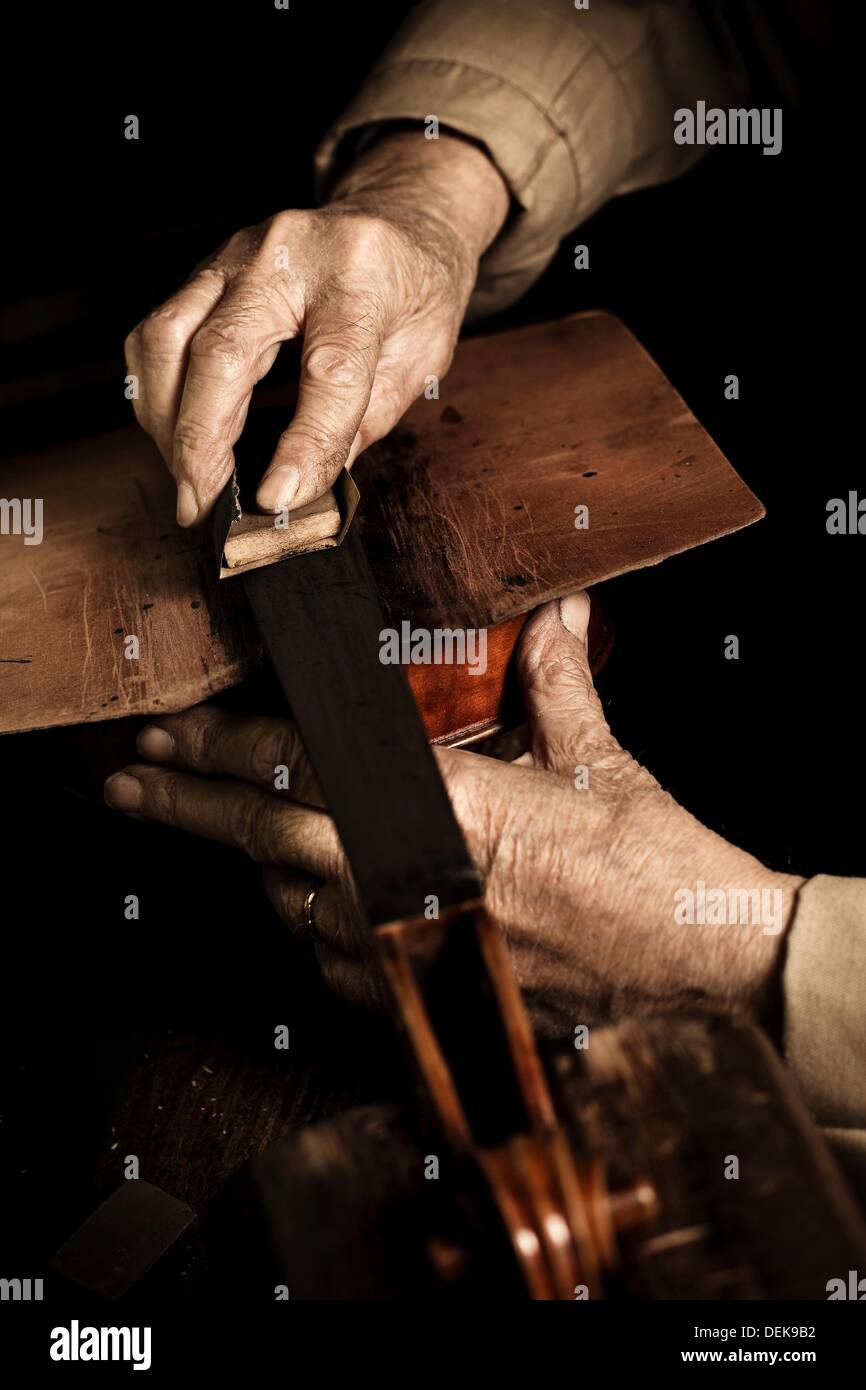 Luthier Manufacturing stringed musical instruments Handicraft Stock Photo Alamy
