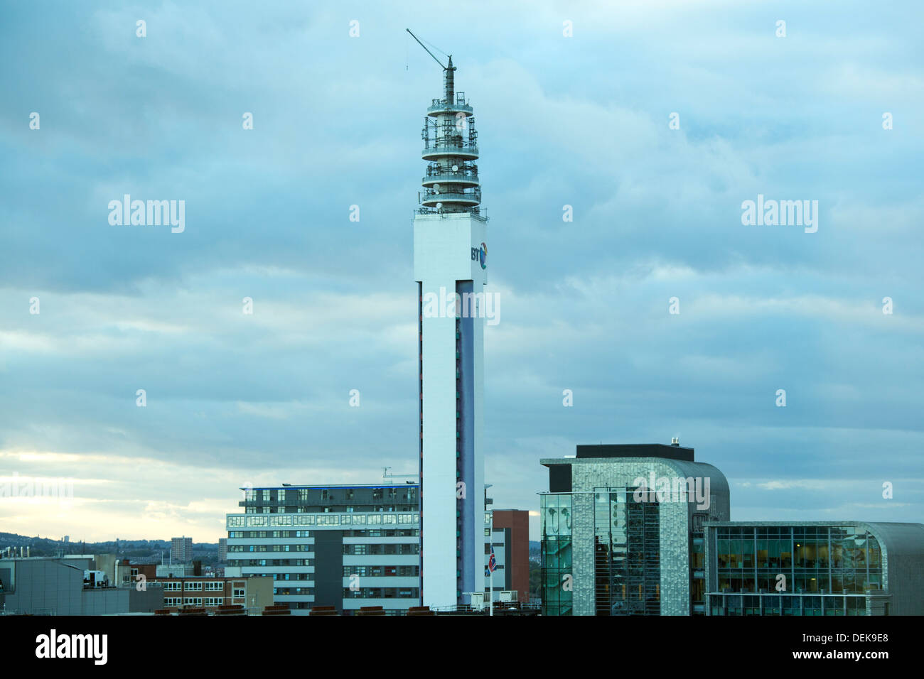 The BT Tower, Birmingham taken at dusk. Stock Photo