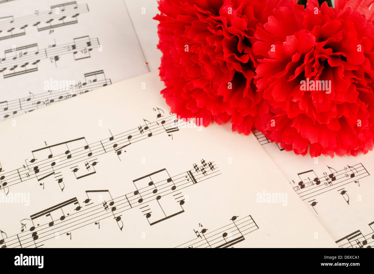 Carnation And Notes On Paper A Spanish Music Background DEKCA1 