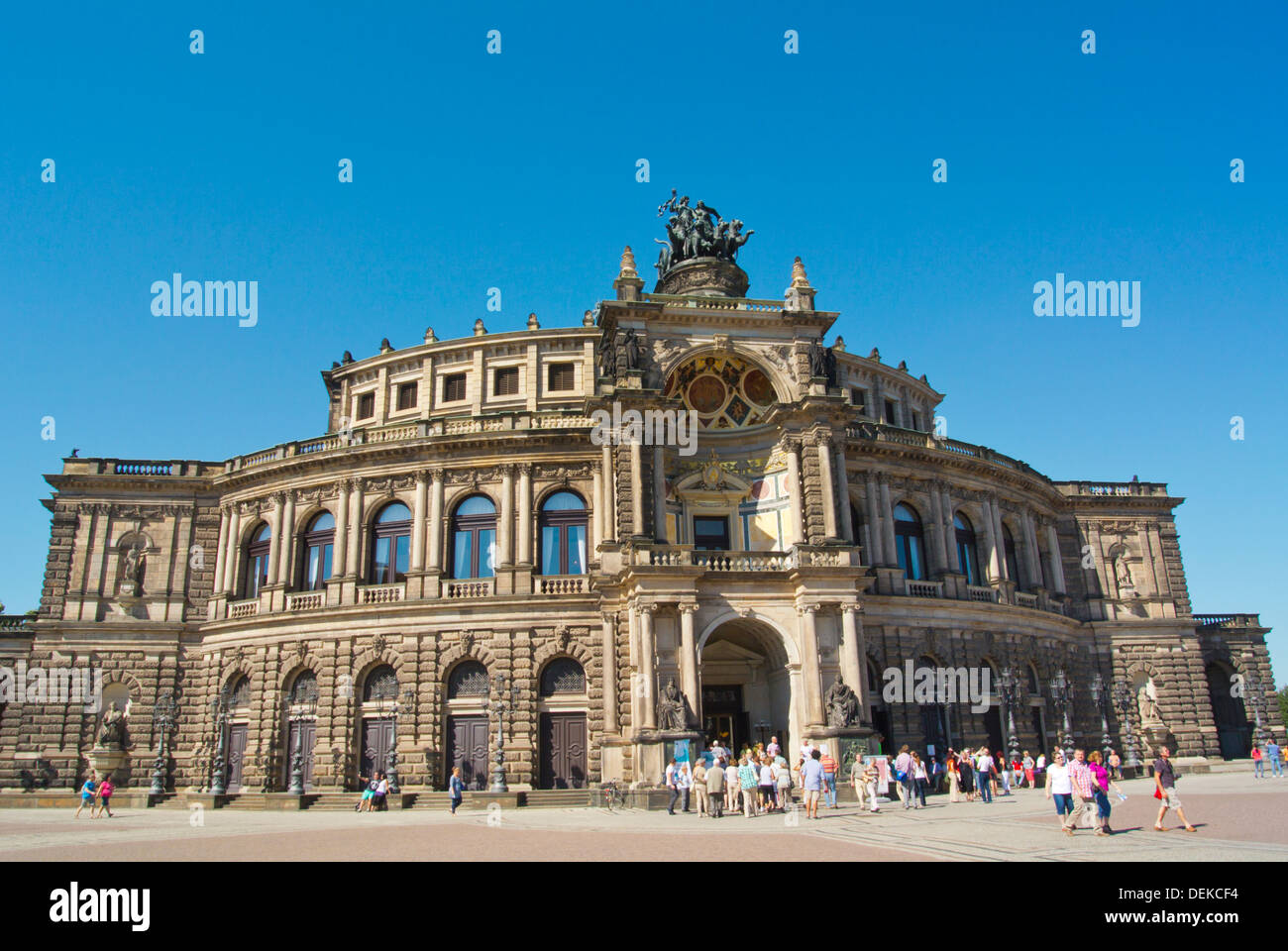 Semperoper opera house at Theaterplatz square Altstadt the old town Dresden city Saxony state eastern Germany central Europe Stock Photo