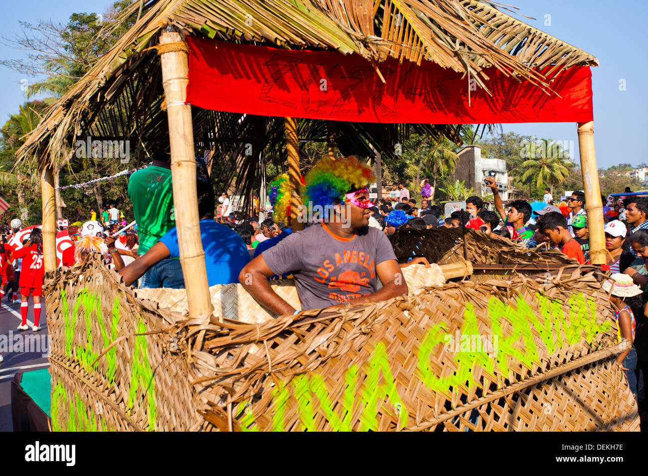 People at traditional procession in a carnival, Goa Carnivals, Goa, India Stock Photo
