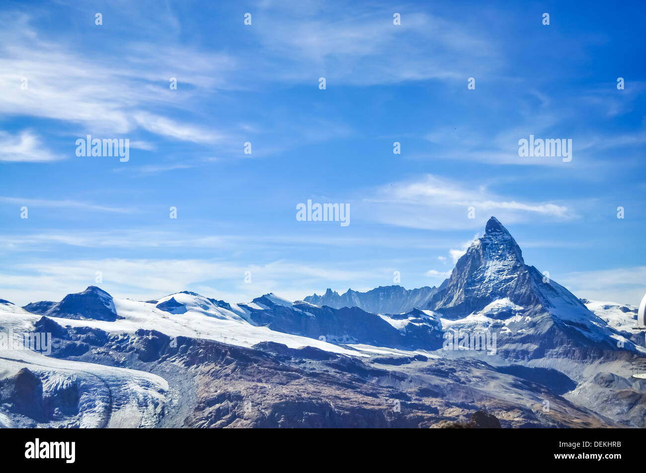 Matterhorn peak with blue sky background, Zermatt, Switzerland Stock Photo