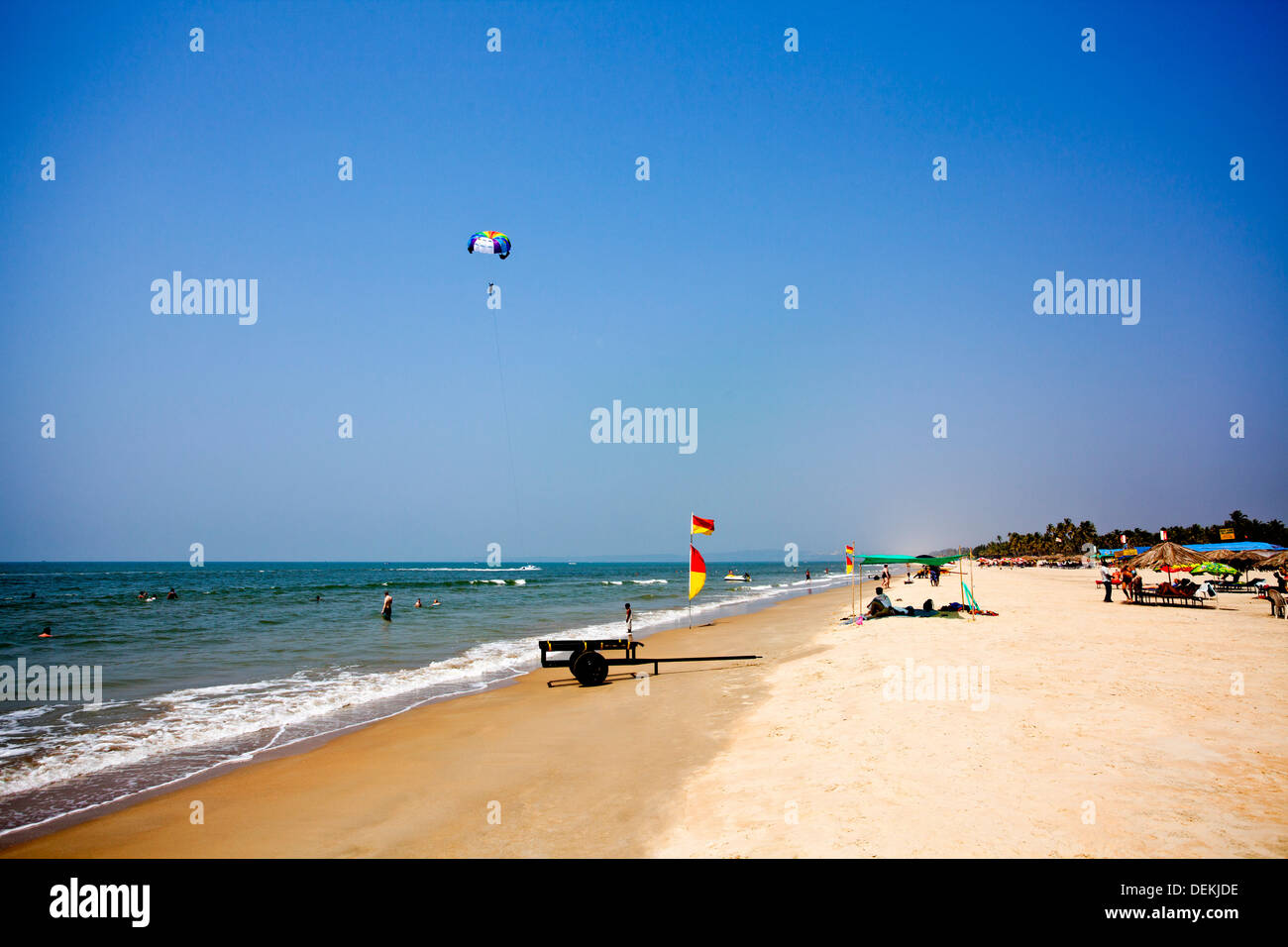 Tourists on the beach, Majorda Beach, Majorda, South Goa, Goa, India Stock Photo