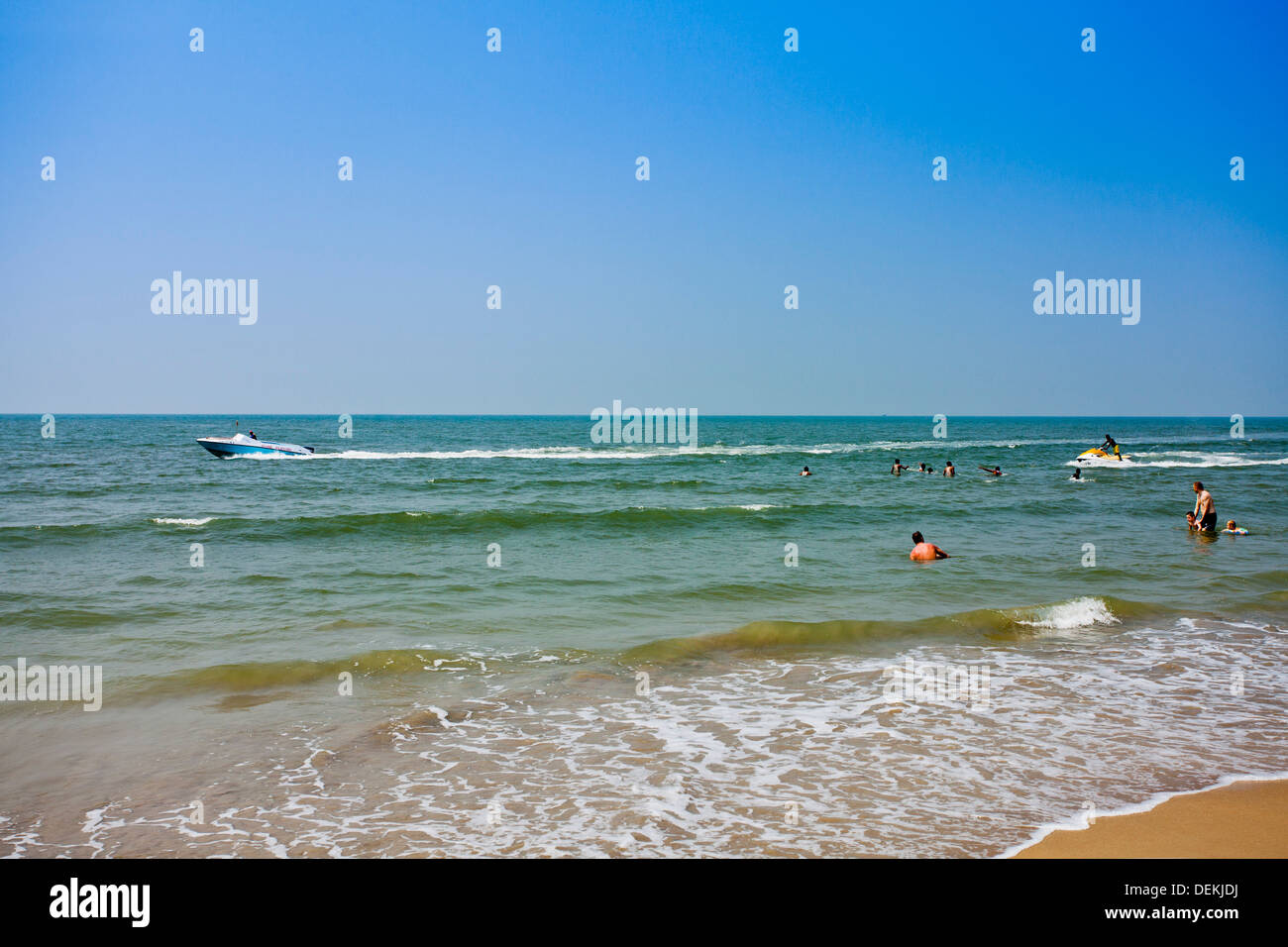 Tourists in the sea, Majorda Beach, Majorda, South Goa, Goa, India Stock Photo