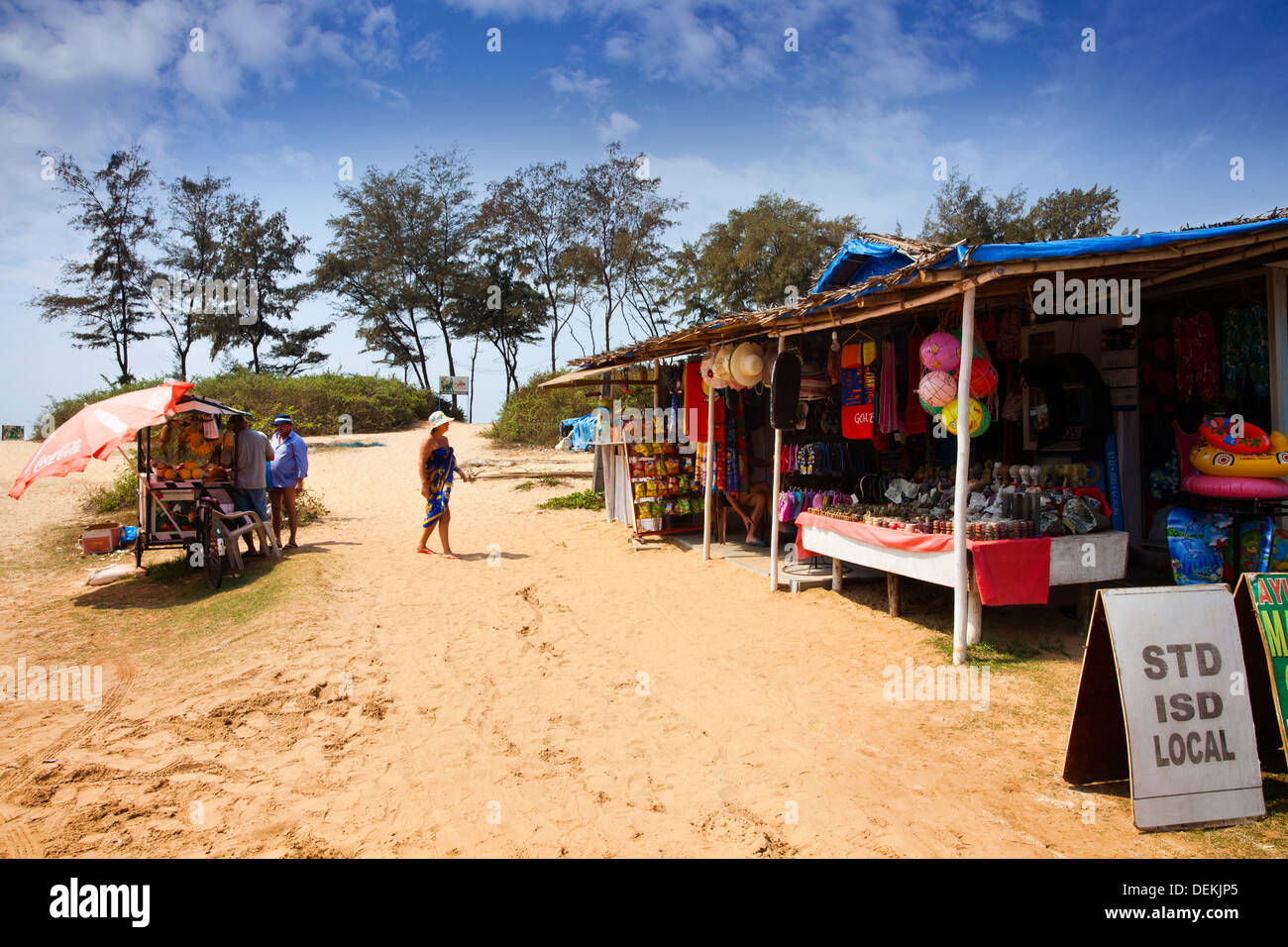 Stalls on the beach, Arossim Beach, Majorda, South Goa, Goa, India Stock Photo